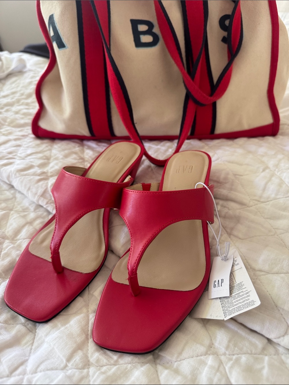 GAP Red Women's Thong Heels 8 block heel sandals